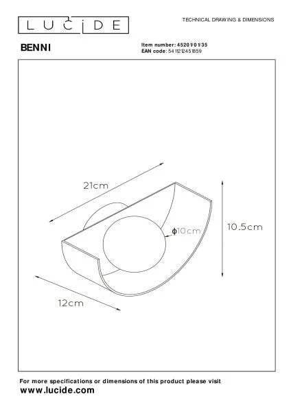 Lucide BENNI - Lámpara de pared - 1xG9 - Azul - TECHNISCH